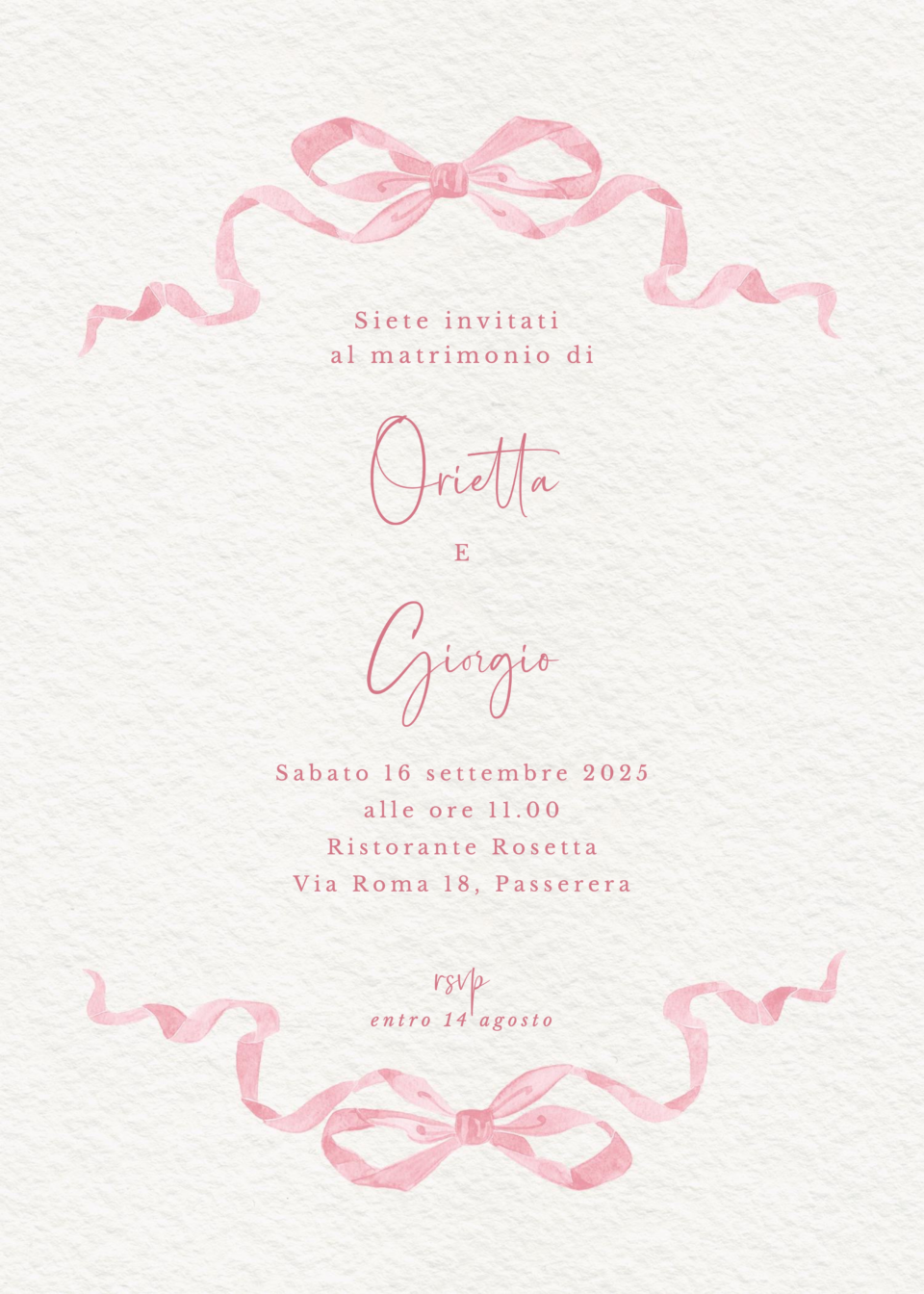 Invito minimal di un matrimonio sulla tonalità del rosa