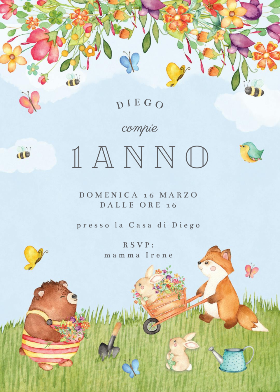 Invito per il primo compleanno di un bambino